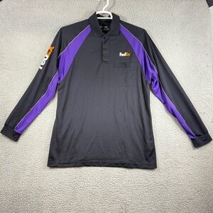 FedEx Men’s Black and Purple Long-Sleeve Polo Shirt